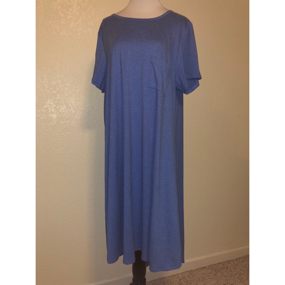 Lularoe Carly Dress blue Heathered t-shirt fabric